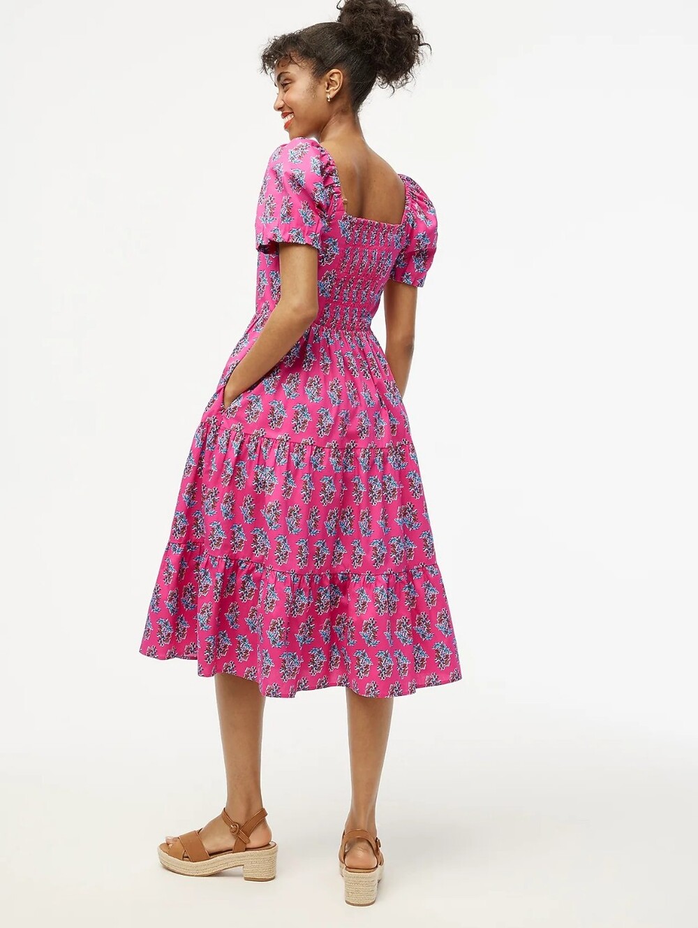 J. Crew Factory Petite tiered midi dress with puff sleeves Size 6 Cottagecore